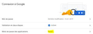 Mots de passe des applications Gmail