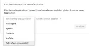 Sélectionnez une application sur votre compte Gmail
